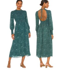 Madewell Crinkle Georgette Lucie Tie Back Midi Dress in Woodland Floral Size M